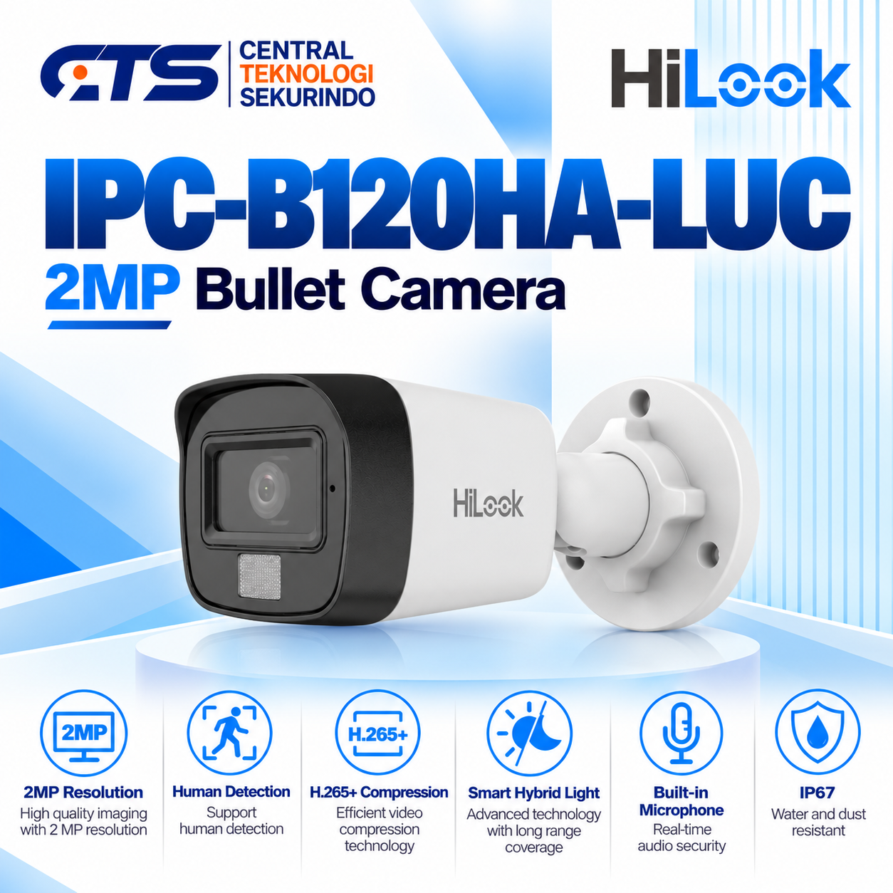 IP Kamera Hilook 2 MP Smart Hybrid Light Fixed Bullet Network Camera IPC-B120HA-LUC