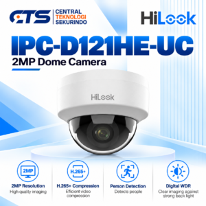 IP Kamera CCTV Hilook 2MP Fixed Dome Network Camera IPC-D121HE-UC