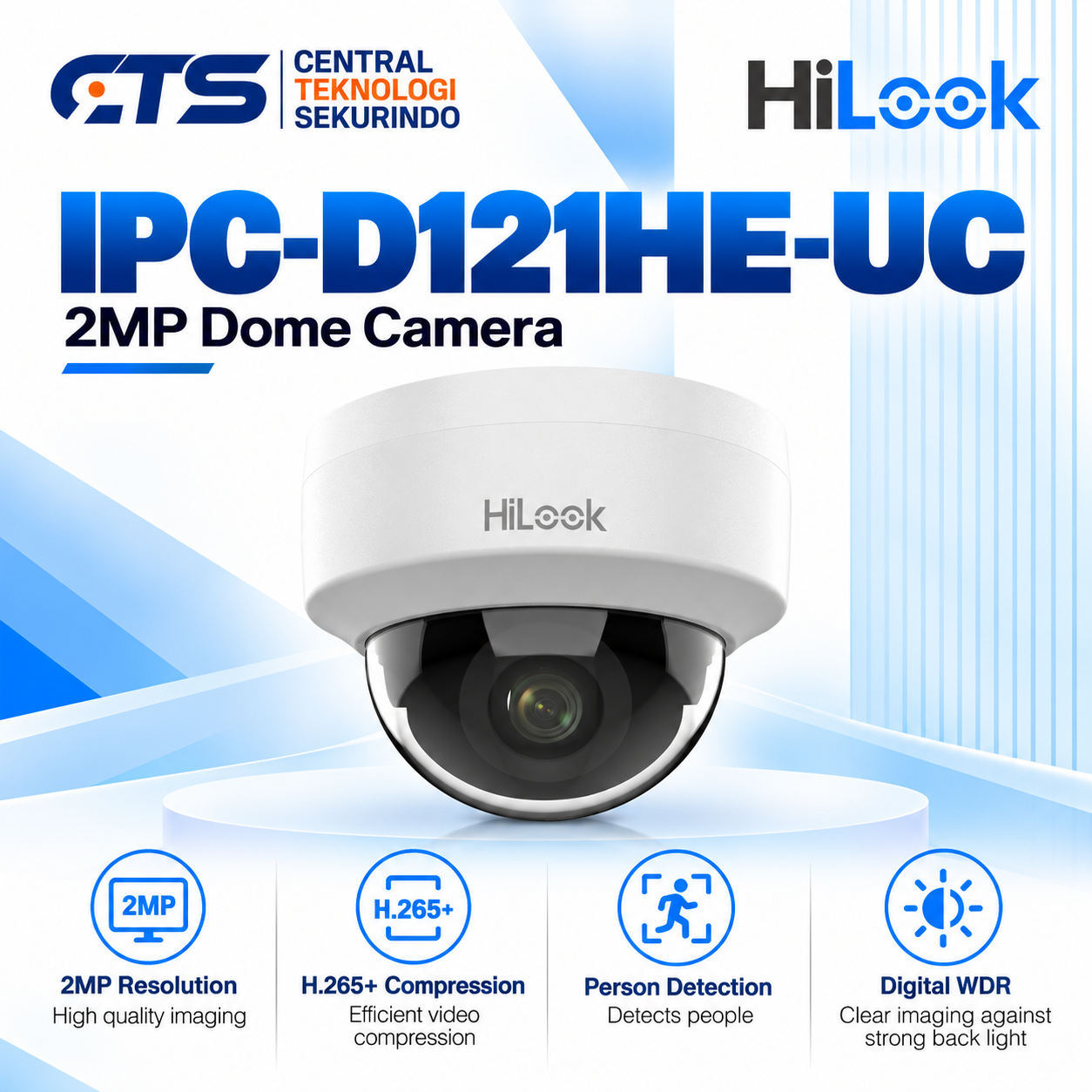 IP Kamera CCTV Hilook 2MP Fixed Dome Network Camera IPC-D121HE-UC